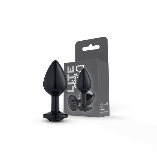 Lite Plug Black M with Black Stone Crystals